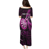 Personalised New Zealand Darts Family Matching Puletasi Dress and Hawaiian Shirt Happiness Is A Tight Threesome Maori Pink - Wonder Print Shop