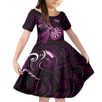 Personalised New Zealand Darts Family Matching Summer Maxi Dress and Hawaiian Shirt Happiness Is A Tight Threesome Maori Pink - Wonder Print Shop
