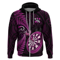 Personalised New Zealand Darts Hoodie Happiness Is A Tight Threesome Maori Pink - Wonder Print Shop