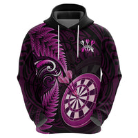 Personalised New Zealand Darts Hoodie Happiness Is A Tight Threesome Maori Pink - Wonder Print Shop