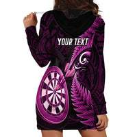 Personalised New Zealand Darts Hoodie Dress Happiness Is A Tight Threesome Maori Pink - Wonder Print Shop