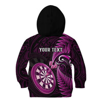 Personalised New Zealand Darts Kid Hoodie Happiness Is A Tight Threesome Maori Pink - Wonder Print Shop