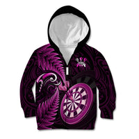 Personalised New Zealand Darts Kid Hoodie Happiness Is A Tight Threesome Maori Pink - Wonder Print Shop
