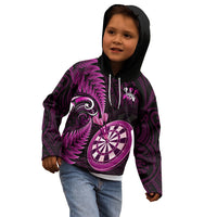 Personalised New Zealand Darts Kid Hoodie Happiness Is A Tight Threesome Maori Pink - Wonder Print Shop