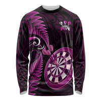 Personalised New Zealand Darts Long Sleeve Shirt Happiness Is A Tight Threesome Maori Pink - Wonder Print Shop