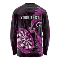 Personalised New Zealand Darts Long Sleeve Shirt Happiness Is A Tight Threesome Maori Pink - Wonder Print Shop