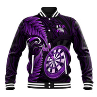 New Zealand Darts Baseball Jacket Happiness Is A Tight Threesome Maori Purple - Wonder Print Shop