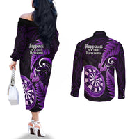 new-zealand-darts-couples-matching-off-the-shoulder-long-sleeve-dress-and-long-sleeve-button-shirts-happiness-is-a-tight-threesome-maori-purple
