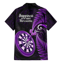 New Zealand Darts Family Matching Mermaid Dress and Hawaiian Shirt Happiness Is A Tight Threesome Maori Purple - Wonder Print Shop