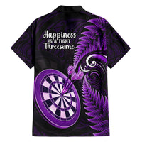 New Zealand Darts Family Matching Short Sleeve Bodycon Dress and Hawaiian Shirt Happiness Is A Tight Threesome Maori Purple - Wonder Print Shop