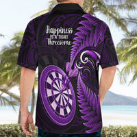 New Zealand Darts Hawaiian Shirt Happiness Is A Tight Threesome Maori Purple - Wonder Print Shop