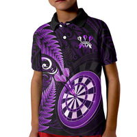 New Zealand Darts Kid Polo Shirt Happiness Is A Tight Threesome Maori Purple - Wonder Print Shop
