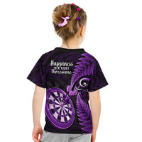New Zealand Darts Kid T Shirt Happiness Is A Tight Threesome Maori Purple - Wonder Print Shop