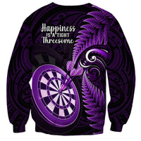 New Zealand Darts Sweatshirt Happiness Is A Tight Threesome Maori Purple - Wonder Print Shop