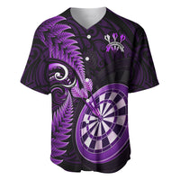 Personalised New Zealand Darts Baseball Jersey Happiness Is A Tight Threesome Maori Purple - Wonder Print Shop