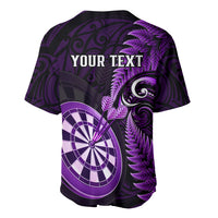 Personalised New Zealand Darts Baseball Jersey Happiness Is A Tight Threesome Maori Purple - Wonder Print Shop