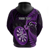 Personalised New Zealand Darts Hoodie Happiness Is A Tight Threesome Maori Purple - Wonder Print Shop