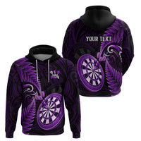Personalised New Zealand Darts Hoodie Happiness Is A Tight Threesome Maori Purple - Wonder Print Shop
