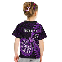 Personalised New Zealand Darts Kid T Shirt Happiness Is A Tight Threesome Maori Purple - Wonder Print Shop