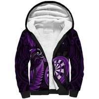 Personalised New Zealand Darts Sherpa Hoodie Happiness Is A Tight Threesome Maori Purple - Wonder Print Shop
