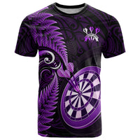 Personalised New Zealand Darts T Shirt Happiness Is A Tight Threesome Maori Purple - Wonder Print Shop