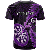 Personalised New Zealand Darts T Shirt Happiness Is A Tight Threesome Maori Purple - Wonder Print Shop