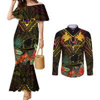 papua-new-guinea-central-province-couples-matching-mermaid-dress-and-long-sleeve-button-shirts-papua-niugini-coat-of-arms-with-flag-style