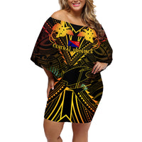 Papua New Guinea Central Province Family Matching Off Shoulder Short Dress and Hawaiian Shirt Papua Niugini Coat Of Arms With Flag Style - Wonder Print Shop