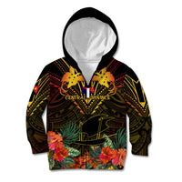 Papua New Guinea Central Province Kid Hoodie Papua Niugini Coat Of Arms With Flag Style - Wonder Print Shop