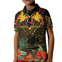 Papua New Guinea Central Province Kid Polo Shirt Papua Niugini Coat Of Arms With Flag Style - Wonder Print Shop