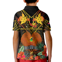 Papua New Guinea Central Province Kid Polo Shirt Papua Niugini Coat Of Arms With Flag Style - Wonder Print Shop
