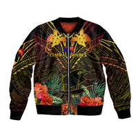 Papua New Guinea Central Province Sleeve Zip Bomber Jacket Papua Niugini Coat Of Arms With Flag Style - Wonder Print Shop