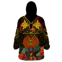 Papua New Guinea Chimbu Province Wearable Blanket Hoodie Papua Niugini Coat Of Arms With Flag Style - Wonder Print Shop