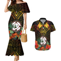 Papua New Guinea East New Britain Province Couples Matching Mermaid Dress and Hawaiian Shirt Papua Niugini Coat Of Arms With Flag Style - Wonder Print Shop