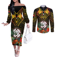 papua-new-guinea-east-new-britain-province-couples-matching-off-the-shoulder-long-sleeve-dress-and-long-sleeve-button-shirts-papua-niugini-coat-of-arms-with-flag-style