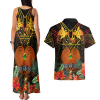 Papua New Guinea East New Britain Province Couples Matching Tank Maxi Dress and Hawaiian Shirt Papua Niugini Coat Of Arms With Flag Style - Wonder Print Shop