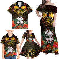 Papua New Guinea East New Britain Province Family Matching Off Shoulder Maxi Dress and Hawaiian Shirt Papua Niugini Coat Of Arms With Flag Style - Wonder Print Shop