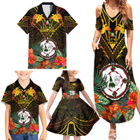 Papua New Guinea East New Britain Province Family Matching Summer Maxi Dress and Hawaiian Shirt Papua Niugini Coat Of Arms With Flag Style - Wonder Print Shop