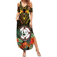 Papua New Guinea East New Britain Province Family Matching Summer Maxi Dress and Hawaiian Shirt Papua Niugini Coat Of Arms With Flag Style - Wonder Print Shop