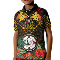 Papua New Guinea East New Britain Province Kid Polo Shirt Papua Niugini Coat Of Arms With Flag Style - Wonder Print Shop