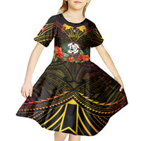 Papua New Guinea East New Britain Province Kid Short Sleeve Dress Papua Niugini Coat Of Arms With Flag Style - Wonder Print Shop