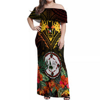 Papua New Guinea East New Britain Province Off Shoulder Maxi Dress Papua Niugini Coat Of Arms With Flag Style - Wonder Print Shop