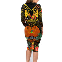Papua New Guinea Western Province Family Matching Long Sleeve Bodycon Dress and Hawaiian Shirt Papua Niugini Coat Of Arms With Flag Style - Wonder Print Shop