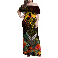 Papua New Guinea Western Province Family Matching Off Shoulder Maxi Dress and Hawaiian Shirt Papua Niugini Coat Of Arms With Flag Style - Wonder Print Shop