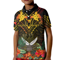 Papua New Guinea Western Province Kid Polo Shirt Papua Niugini Coat Of Arms With Flag Style - Wonder Print Shop