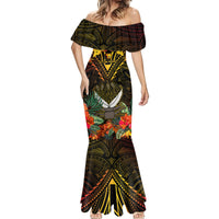 Papua New Guinea Western Province Mermaid Dress Papua Niugini Coat Of Arms With Flag Style - Wonder Print Shop