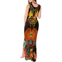 Papua New Guinea Western Province Tank Maxi Dress Papua Niugini Coat Of Arms With Flag Style - Wonder Print Shop