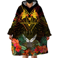 Papua New Guinea Western Province Wearable Blanket Hoodie Papua Niugini Coat Of Arms With Flag Style - Wonder Print Shop