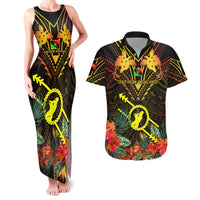 Papua New Guinea Southern Highlands Province Couples Matching Tank Maxi Dress and Hawaiian Shirt Papua Niugini Coat Of Arms With Flag Style - Wonder Print Shop