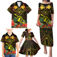 Papua New Guinea Southern Highlands Province Family Matching Puletasi Dress and Hawaiian Shirt Papua Niugini Coat Of Arms With Flag Style - Wonder Print Shop